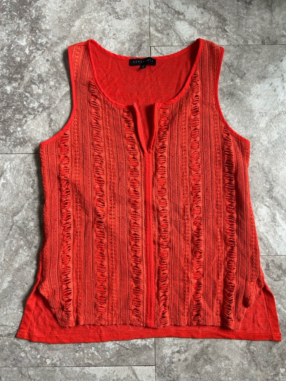 Sanctuary Women’s Boho Hippie Style Knit Orange Tank Top Medium
